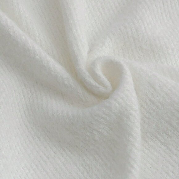 White Romantic Women's Furry Knitted Warm Flare Sleeve Backless Bow Tie Dress - Picture 5 of 6